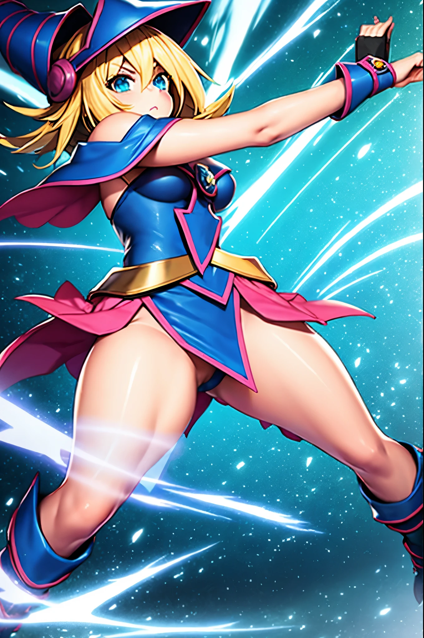 masterpiece, 1girl, dark magician girl, fighting stance