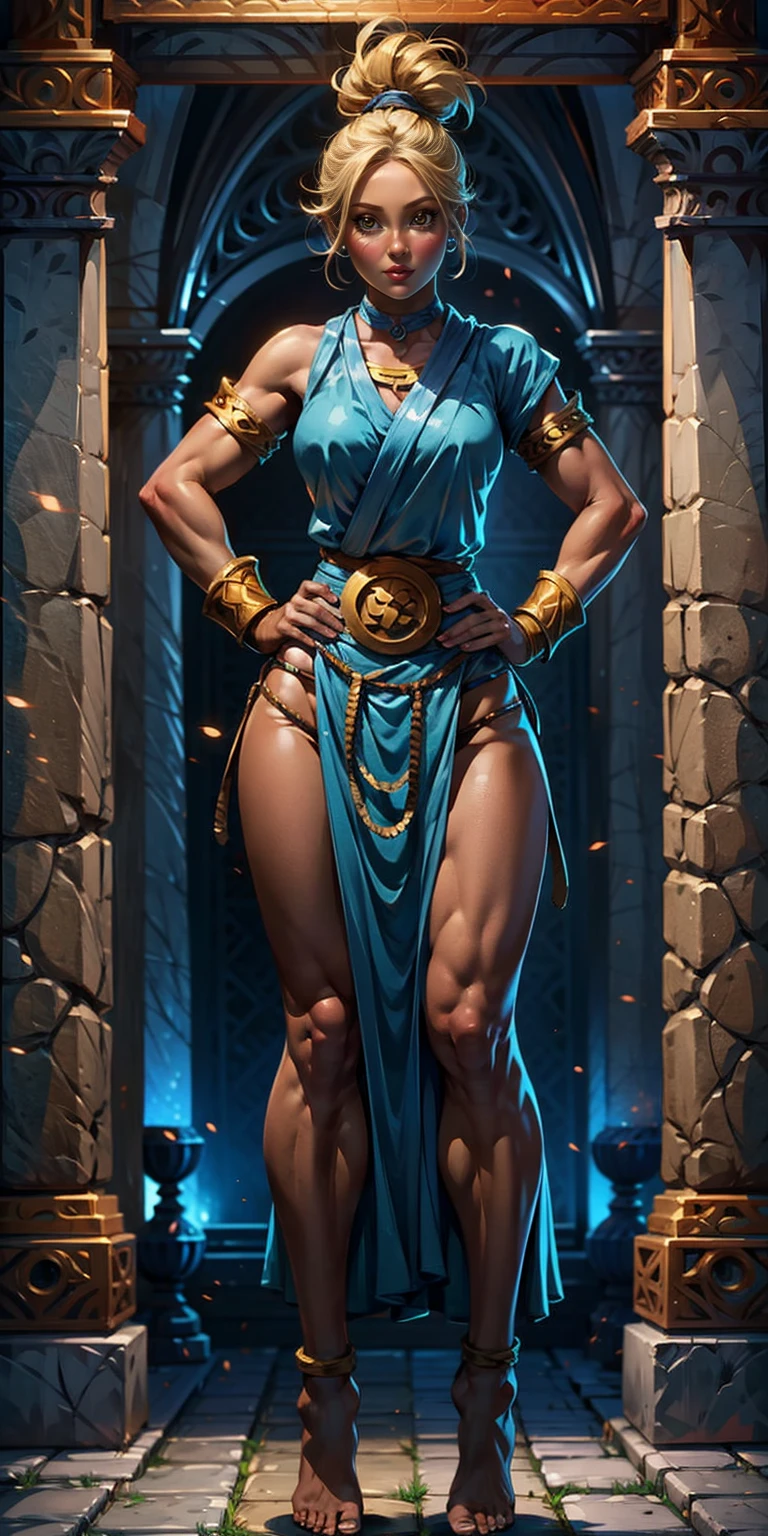 full body, whole body. 1solo (girl). slave fighter, loincloth standing, hands on hips
