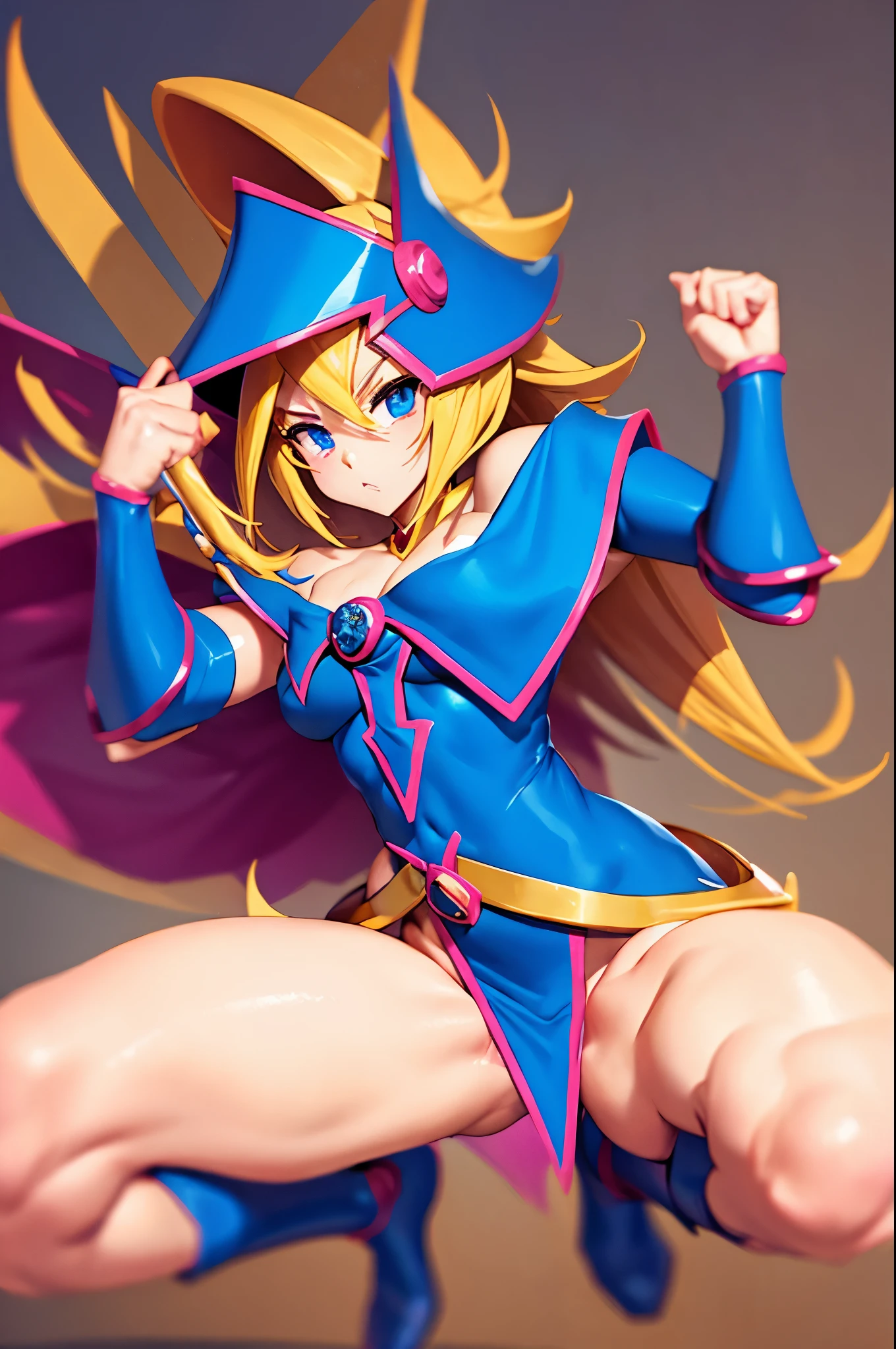 masterpiece, 1girl, dark magician girl, fighting stance