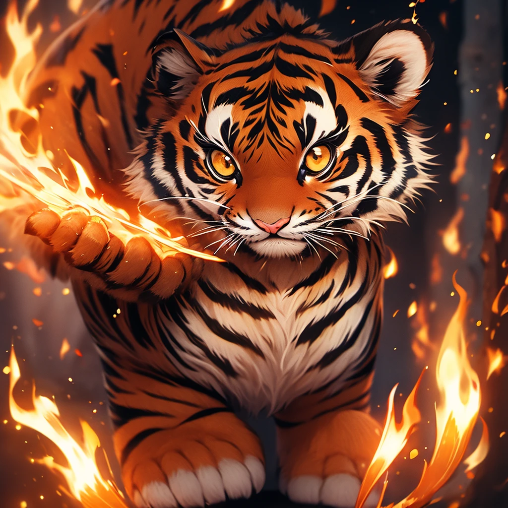 Baby Tiger,cute,flame,big eyes