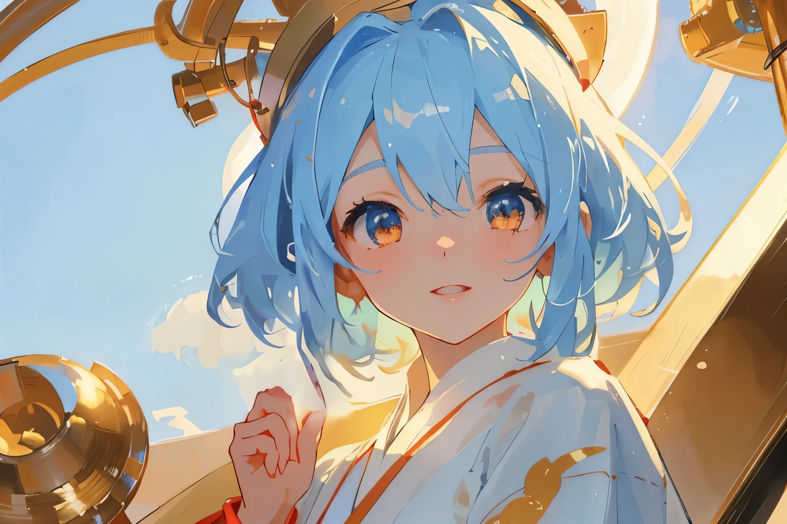 Anime girl with blue hair and blue eyes wearing a white kimono, anime style 4k, anime art wallpaper 4k, anime art wallpaper 4k, Cute girl anime visual, anime art wallpaper 8k, anime wallpaper 4k, anime wallpaper 4k, teal hair anime girl, Best Anime 4K Kona-chan Wallpaper, anime moe art style