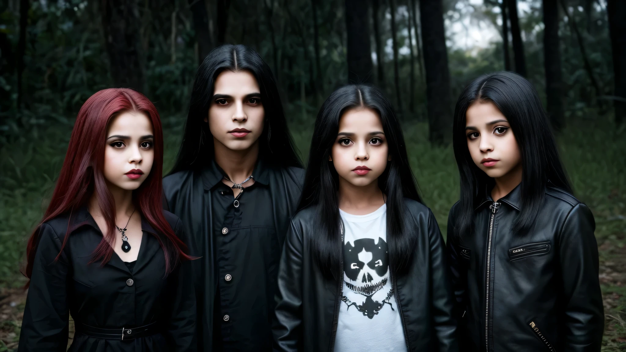KIDS garota vampira com longos cabelos LOIROS e um LOBO.