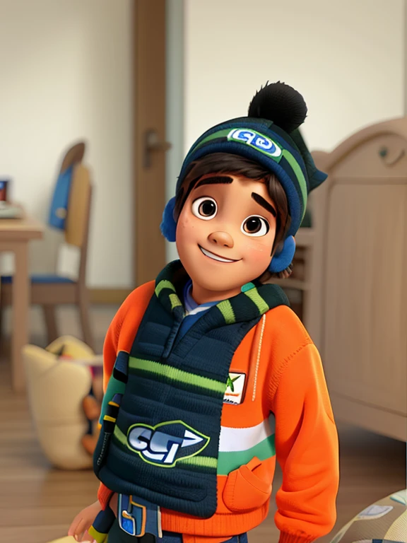 garoto de 6 anos, estilo pixar, alta qualidade