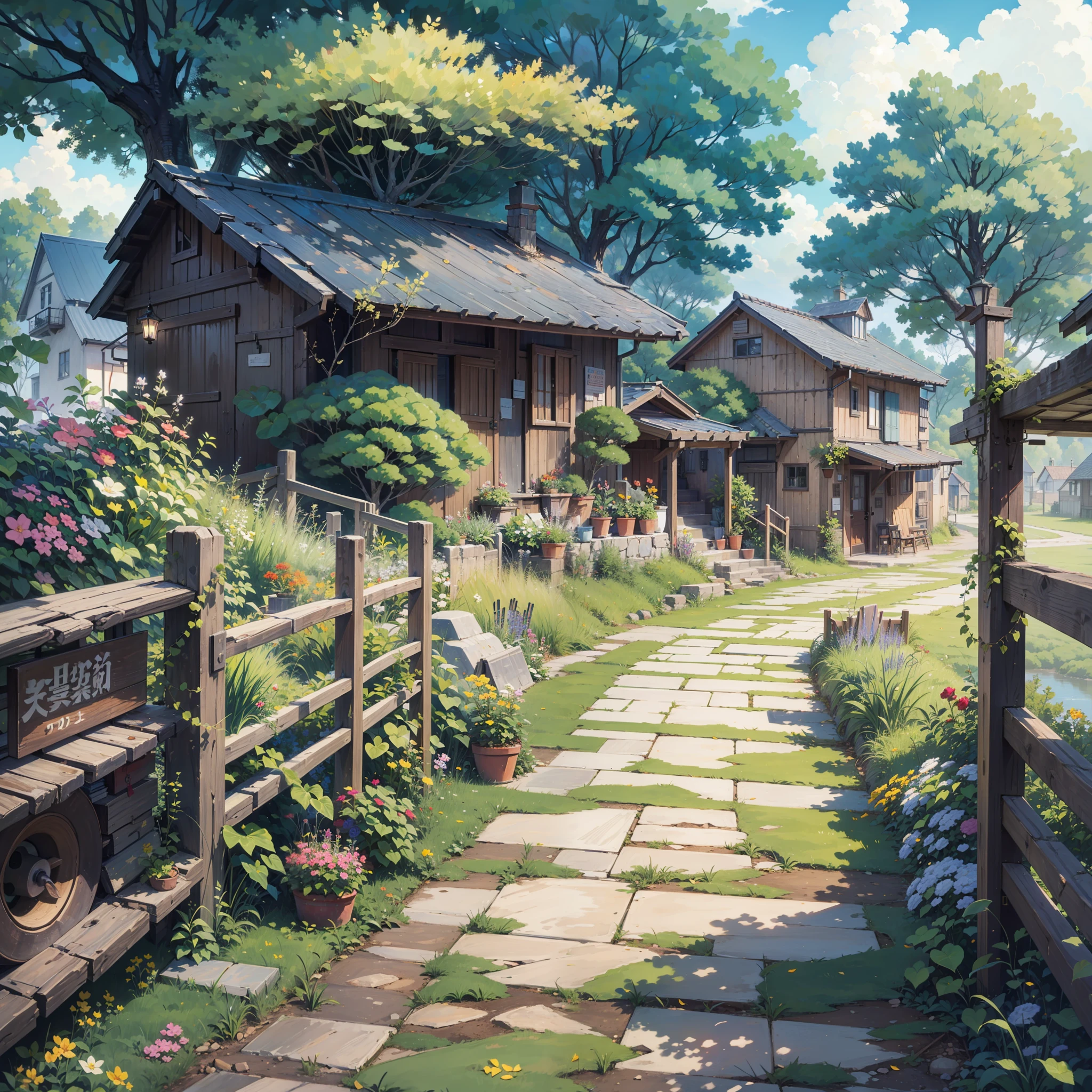 anime scenery of a village with a path and a house, anime countryside landscape, anime background art, beautiful anime scenery, beautiful anime scene, anime landscape, anime scenery, painted in anime painter studio, anime scenery concept art, anime nature, anime beautiful peace scene, anime landscape wallpaper, beautiful anime artwork, scenery artwork, anime lush john 8k woods, raining, gloomy weather, narrow compact street
