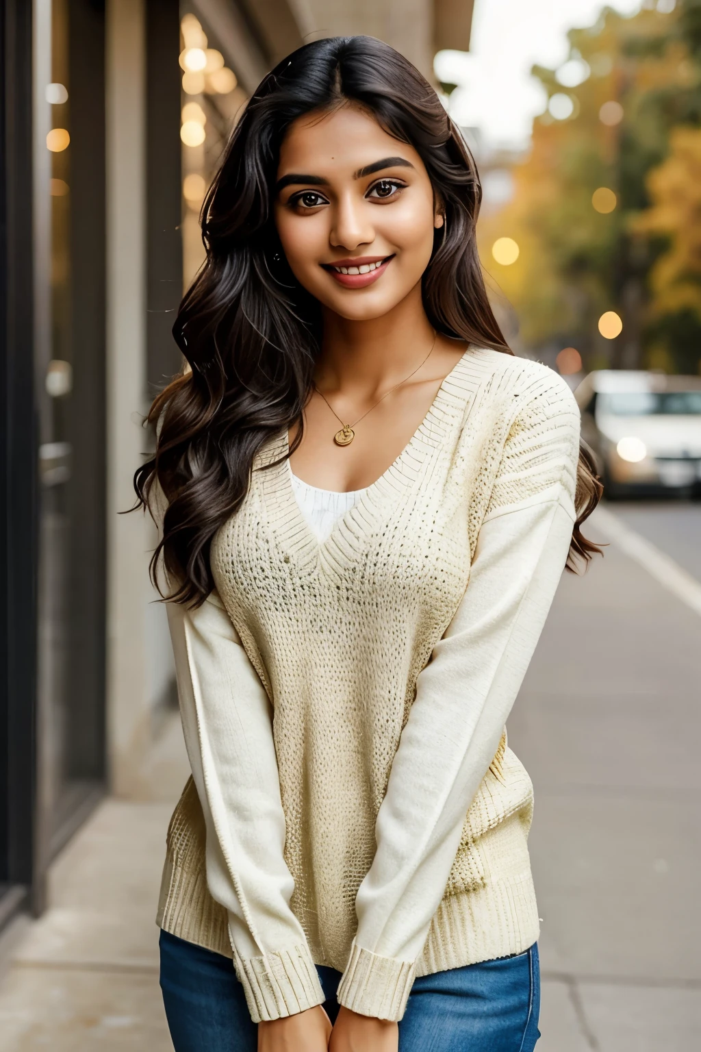 lovely cute young attractive Indian girl, age 23, brown eyes, radiant smile, gorgeous actress, instagram model, Indian origin

Sweater vests worn, giving off major academia vibes, gracefully balancing the intellectual and trendy
Her brown eyes sparkle with charm and youth, catch the viewer's attention with her radiant smile
Indian origin, adding a unique charm to her allure, 23 years young, an epitome of cuteness and attractiveness

Embracing the academia aesthetic, she proudly dons sweater vests, adding sophistication and elegance to her look
On-trend elements infuse a modern and casual touch