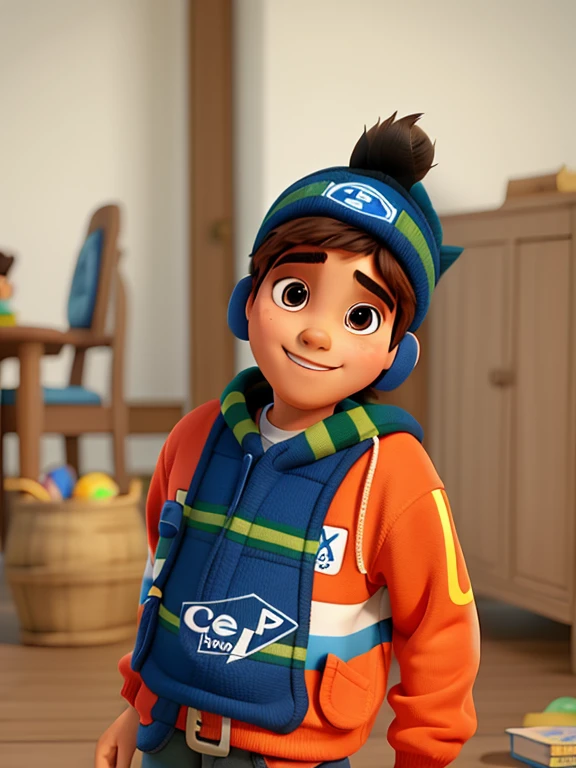 garoto de 6 anos, estilo disney pixar, alta qualidade, melhor qualidade
