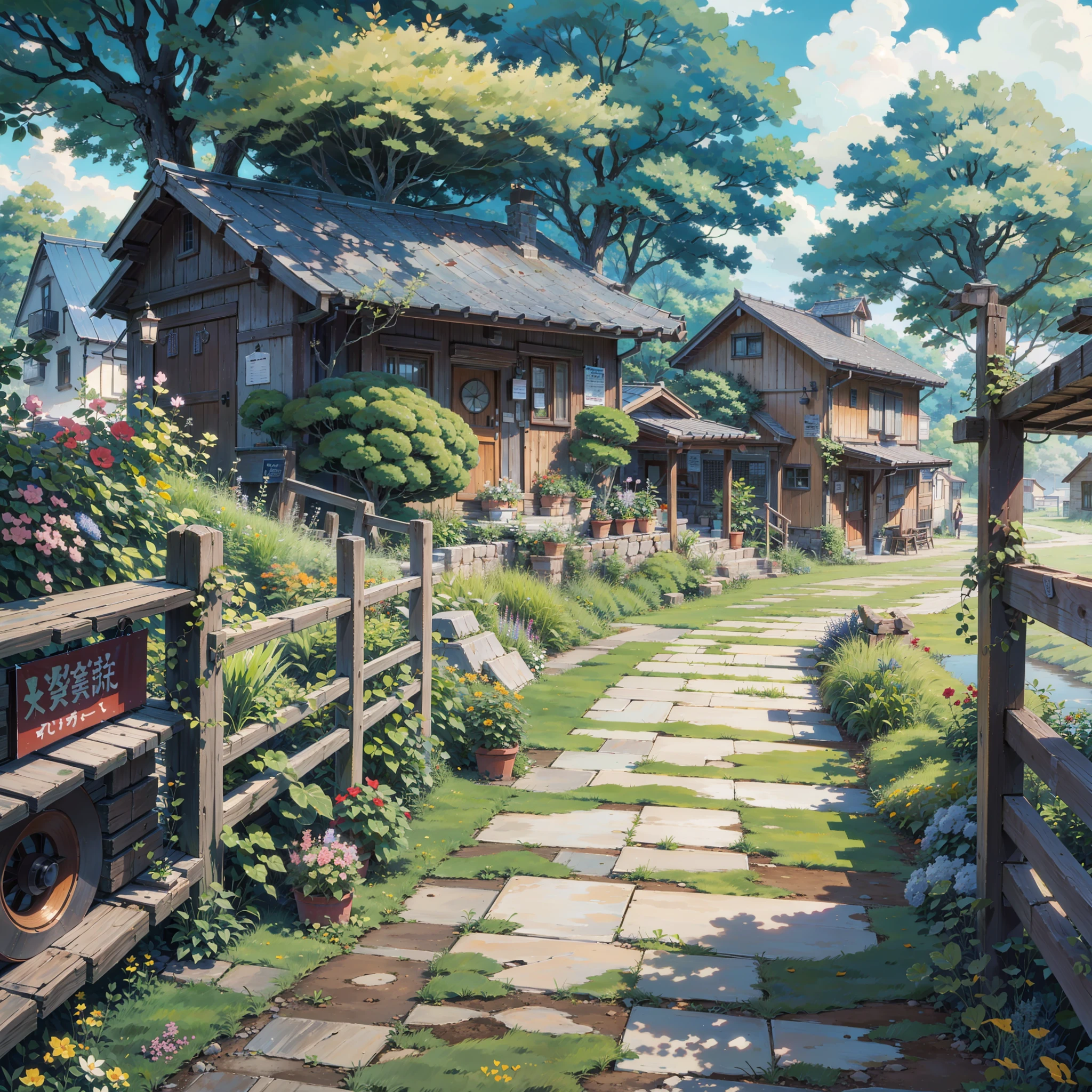 anime scenery of a village with a path and a house, anime countryside landscape, anime background art, beautiful anime scenery, beautiful anime scene, anime landscape, anime scenery, painted in anime painter studio, anime scenery concept art, anime nature, anime beautiful peace scene, anime landscape wallpaper, beautiful anime artwork, scenery artwork, anime lush john 8k woods, raining, gloomy weather, narrow compact street