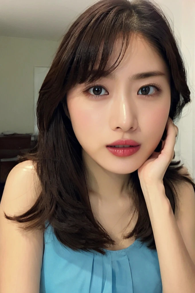 ((highest quality, 8K, masterpiece: 1.3)), sharp: 1.2, perfect body beauty: 1.4, slim abs: 1.2, (whole body: 1.2), (tight off shoulder see through), (underboob: 1.1), (view the camera from below)、Round face shape、Try to give a soft impression。The eyes are big、It's a natural expression that looks like it's blinking..。Add double eyelid and eyelash details。Eyebrows are thin and natural、located above the eyes。Natural eyebrow arch、Compliment your facial expressiony eyes are shining brightly、Make a lively impression。Pupil size and color are natural、create an attractive look。Add natural shadows and highlights around the eyes、Expressing a three-dimensional effect。
Add fine lines around the eyes and wrinkles on the eyelids。.、Achieve a realistic look。It has a soft texture, smiling face.。Lips are plump、painted in natural colors。
Teeth are aligned better、Gives you a natural shape'laughing.。
the corners of the mouth are raised、Expressing a refined smile。
skin texture and expression:
Keeps skin smooth and radiant。Natural skin texture、Appropriately expresses pores and fine wrinkles。
skin tone is healthy、Add natural shadows and highlights to create a three-dimensional effect。
Gives a natural tone to the skin、Gives a healthy and bright impression。
light and shadow effects:
Considering the shadow of the light source and the light conditions、顔のExpressing a three-dimensional effect。Envelops your entire face with soft light。、creates natural shadows。
Use reflections and highlights、Enhances skin radiance and eye brightness。
Background and environment:
The background is simple、、Choose colors and patterns that highlight your facial featureake sure there are no distractions around your face。
background color and brightness、Please adjust to improve the impression of your face.。