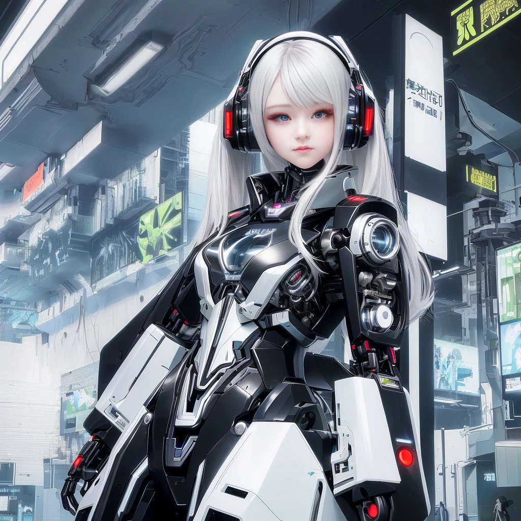 Futuristic woman wearing headphones, cute cyborg girl, beautiful girl cyborg, cyborg girl, cyberpunk anime girl mecha, perfect anime cyborg woman, beautiful white girl cyborg, （（（Cyborg - Girl）））, perfect android girl, digital cyberpunk anime art, young female cyborg, perfect cyborg woman, beautiful robot character design, beautiful cyborg girl, Beautiful and attractive female cyborg