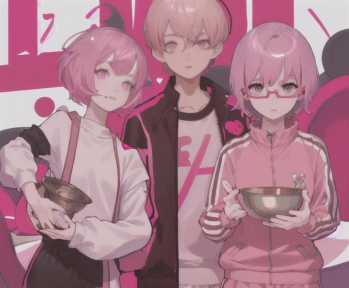 Molly Williams, pink hair, short hair, bowl cut, hair one side up, Dark Pink Eyewear, Light Red Tracksuit, Surrealism, Artist: Travis Pyo William, 8k
