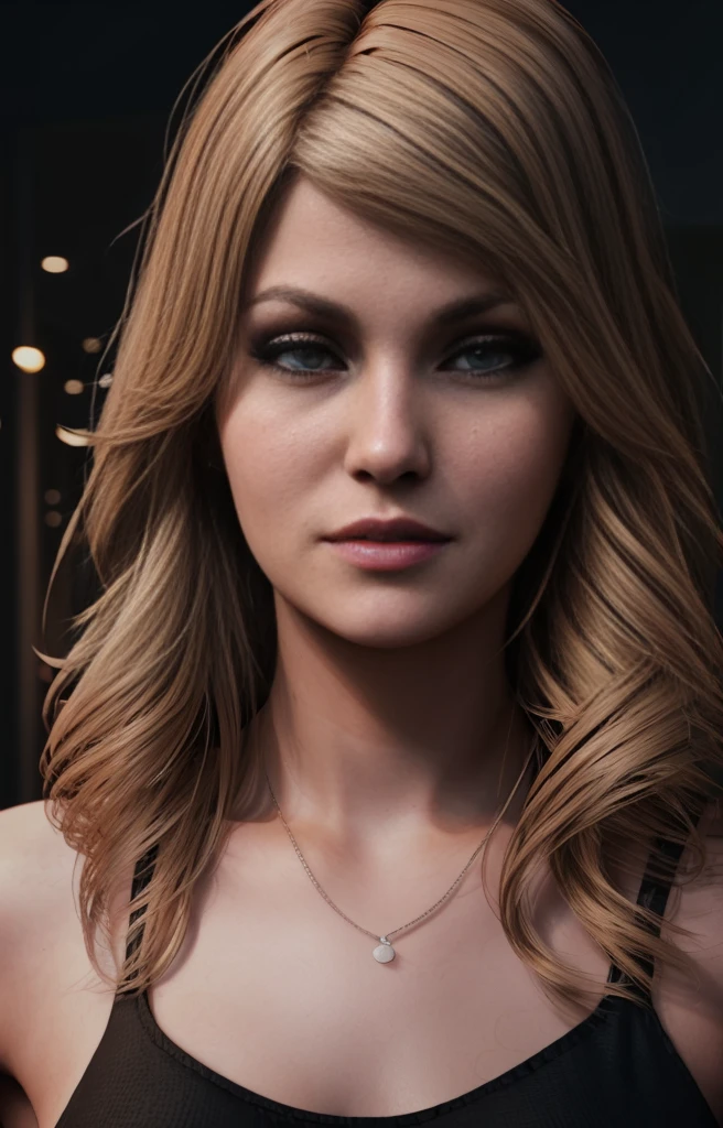 portrait, closeup of eyes, Katedbdl2023, black tank top, 1girl, 8k, uhd, trending on arstation, best quality, masterpiece, wavy hair, blonde hair, skin pores, modelshoot, cinematic lighting, dramatic scene, face portrait, headshot, photorealistic, long hair