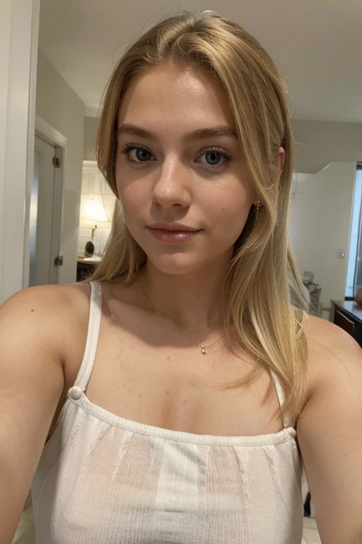 Beautiful blonde girl, high quality selfie