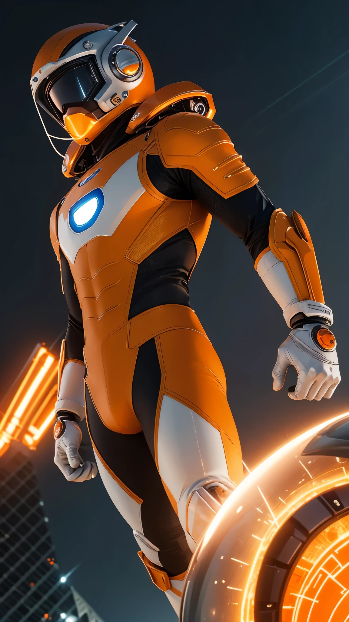 A realistic orange and white sonic ouriço in a titanium cybernetic suit, detalhado, designe perfeito, alta qualidade arestas perfeitas e simetricas  ::n_desenho de estilo, Low-quality imperfection, boneco, jogo, anime