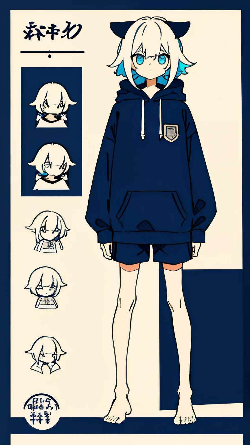 (masterpiece, Best quality) ,whole body,(infographic:1.2), 10 years old boy, shorts, long sleeve hooded sweater, floppy ears, bored expression, fluffy thick hair, burning bright eyes , Patent drawings, Physical Measurements, (the whole clothing configuration:1.15), (One), standing, connected background, (Character Sheet:1.2), (masterpiece), ((Best quality)), (ultra detailed), detailed information, flat colors, Colorful, (1other:1.1), Tachi-e,