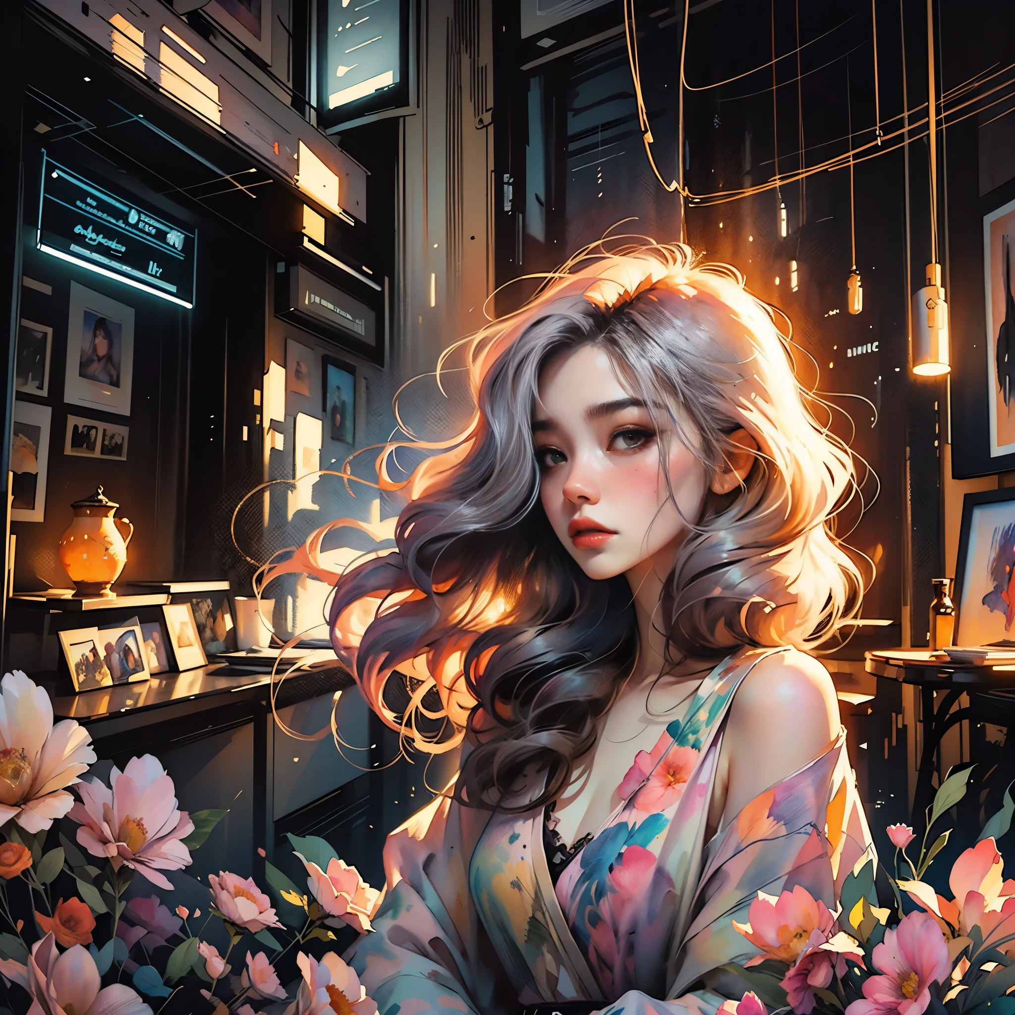 Silhouette dream culture Digital watercolor Illustration of a sunset portrait, by JB, Waterhouse, Carne Griffiths, Minjae Lee, Ana Paula Hoppe, Stylized watercolor art, Intricate, Complex contrast, HDR, Sharp, soft Cinematic Volumetric lighting, pastel colours, wide long shot, perfect masterpiece