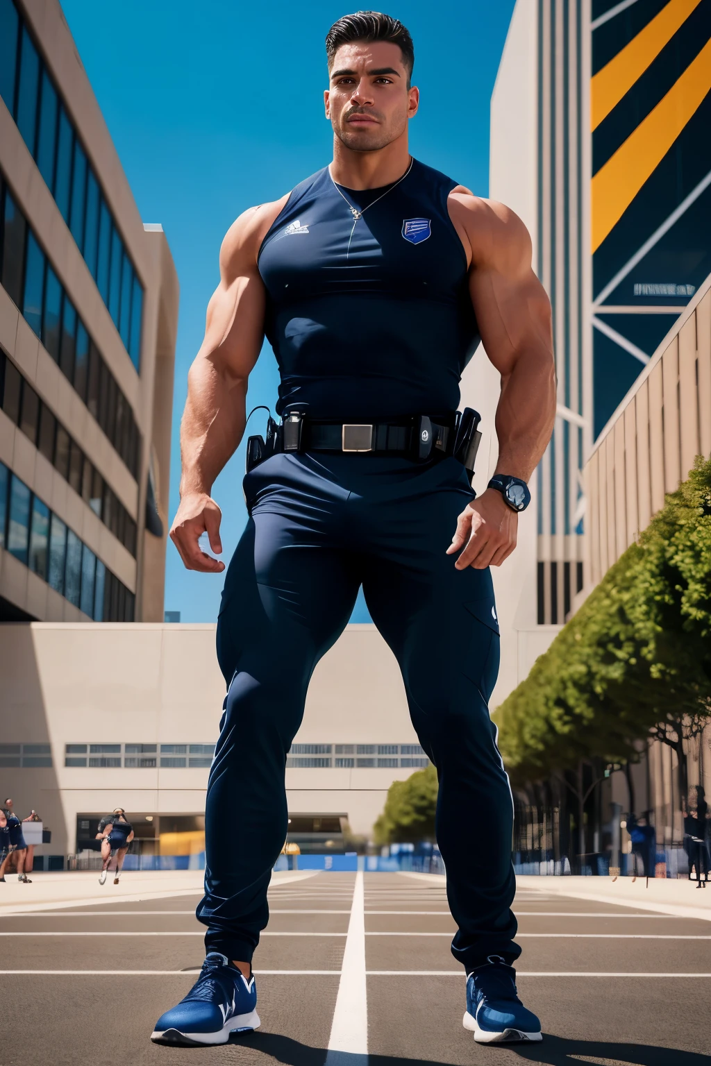 Photo of Olympic athletes in action, muscular figures, sporting establishments, 8k, futuristic, security guard, realistic, detailed --s2
A stunning image showcasing the dynamic energy of Olympic athletes in their prime, captured in crisp 8k resolution. The muscular figures exude power and determination as they engage in various athletic pursuits within futuristic sporting establishments. Each detail, from the sweat on their brows to the taut muscles in their arms, is rendered in lifelike detail. The security guard, positioned prominently, adds an extra layer of intrigue to the scene. The entire image is brought to life with a realistic and detailed artistic style, making it