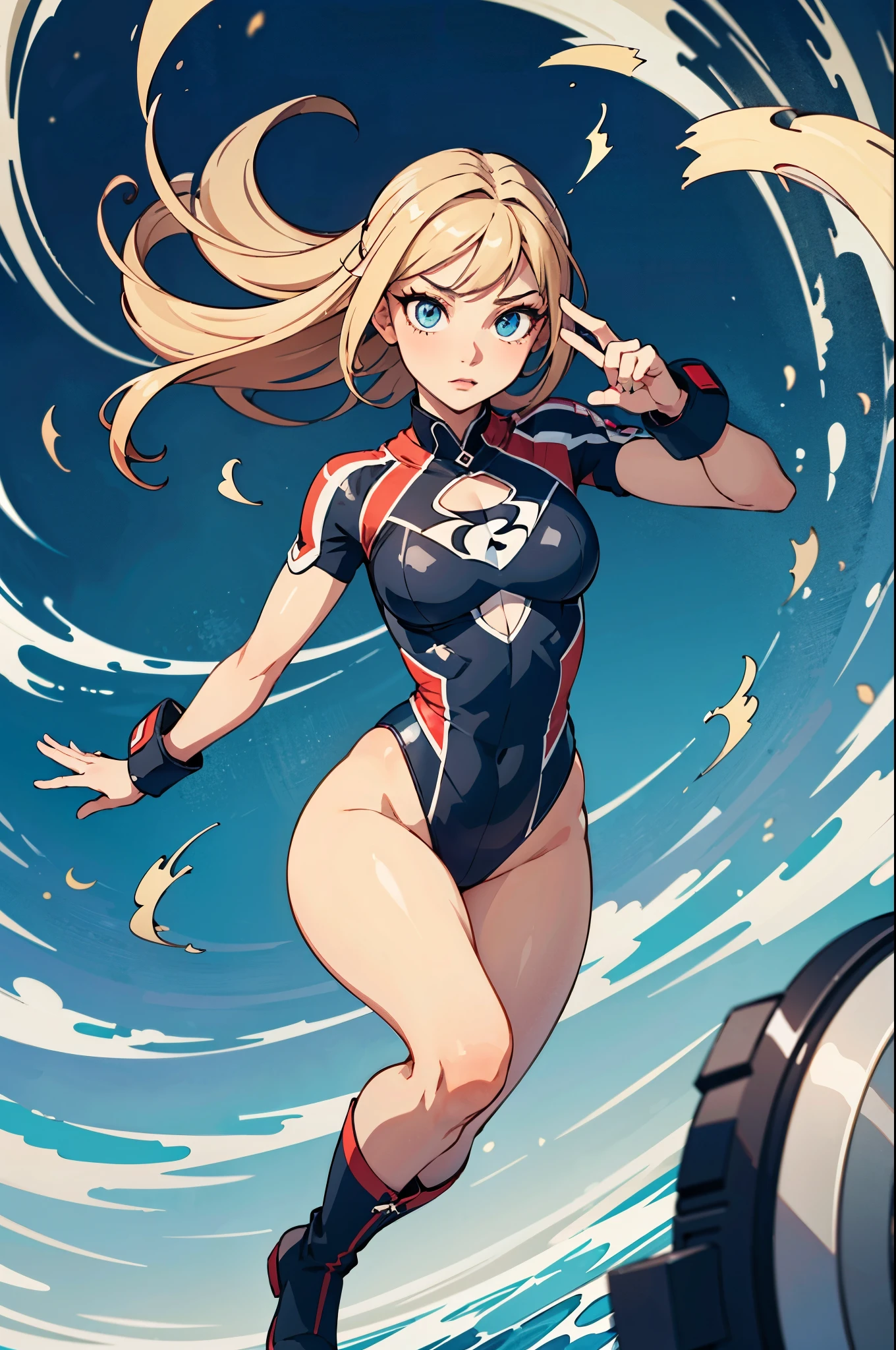 1girl, solo focus, superhero, leotard, highleg leotard, bare legs, boots, mature lady, spinning her body in rapid speed like a tornado, wind swirls, rapid gyration, girl tornado spinning girl, turning to a whirlwind. tornado cloud, ultra highres, absurdres, beautiful face, detailed eyes, symmetric eyes