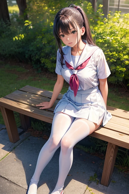 Japanese goddess, Young skinny gravure idol,dead body,lies on the ground,Collapsed to the ground,With his eyes closed,white stockings,long socks,Face quality HD,Student uniform,short skirt,with a serene expression,full bodyesbian,eye closeds,Spread your legs,Arms open,cute idol,Side Body,The chest is large,Lie flat on the ground,lowerbody,Straighten your legs