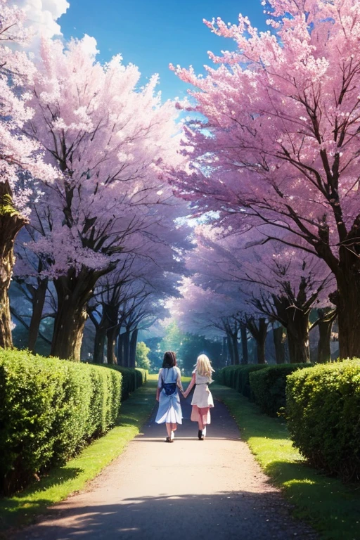 Anime scene of two girls walking on a path in the woods, 今日精选anime still frame, beautiful anime scenes, Screenshots from the 2012 animation, anime scene, anime rural scenery, Screenshots from animated movies, Anime background main vision, Still from TV animation, Animation movie screenshots, Official animation stills, anime still frame, 2 0 1 9 animation screenshots