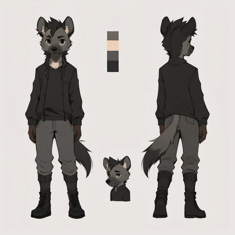 male furry fluffy antromophic fox reference sheet not colored front and back side