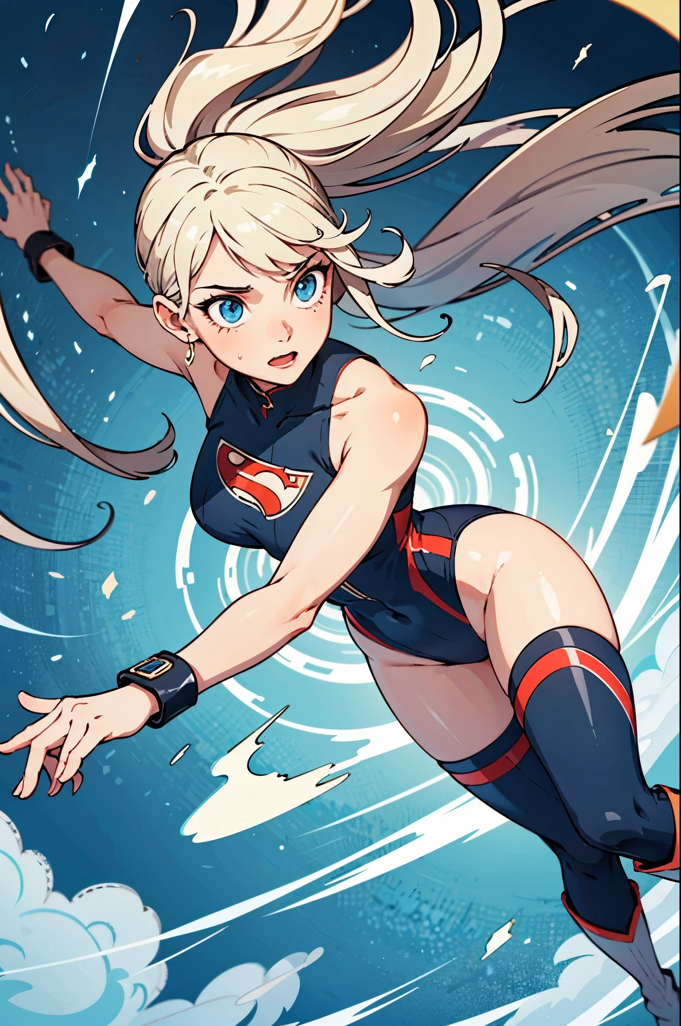 1girl, solo focus, superhero, leotard, highleg leotard, bare legs, boots, solo focus, mature lady, spinning her body in rapid speed like a tornado, wind swirls, rapid gyration, tornado spinning girl, tornado spin, turning to a whirlwind, ultra highres, absurdres, beautiful face, detailed eyes, symmetric eyes