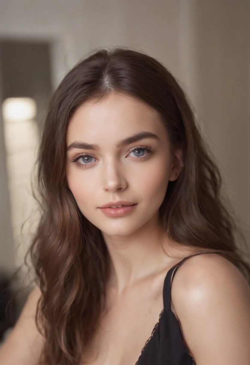 jeune femme cheveux rose, yeux bleu