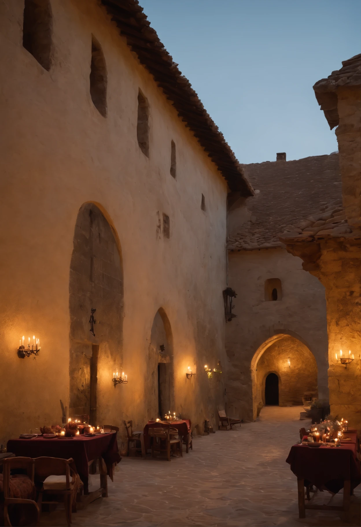 alta fantasia, Pousada lotada com jantar, fundo medieval