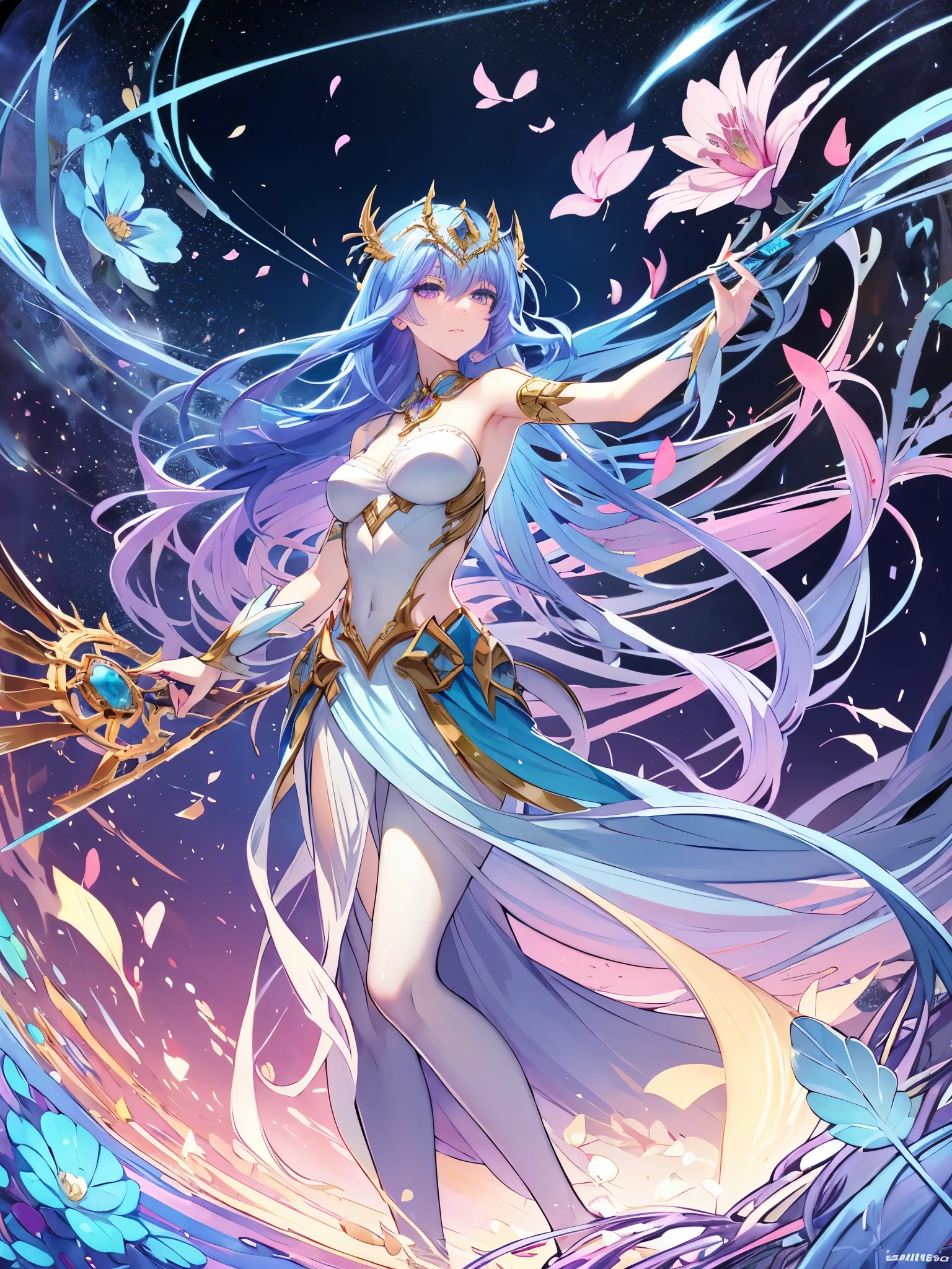tide play,luxray, split color hair, wind, flying petals, stainedglassai, ornamental, intricate details, dufkova, 2d, lineart, watercolor, ink watercolor, random color hair, super long hair, wavy, 1girl,alraune,flower, alraune, detailed, intricate, perfect lighting, perfect shading, (flat color:1), (2D:1), (masterpiece, award winning, best quality:1.25), (mature adult:1.3)