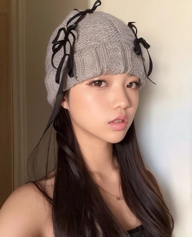 curly woman with long hair and hat with bows, Lalisa Manobal, parque roseanne de blackpink, Jinyoung Shin, bae suzy, Ulzzang, jennie blackpink, with hat, jossi do blackpink, wearing a cute hat, young lovely korean face, taejune kim, Lalisa Manoban do Blackpink, jaeyeon nam