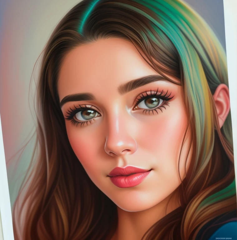 There is a digital painting of a woman with long hair, arte digital. @mariomaniacdude, low resolution, foto realista, retrato colorido detalhado, high resolution, Alanis Guillen, retrato de alta qualidade, feito com photoshop, Mulher de 3 0 anos, mulher de 30 anos, inspired by Verónica Ruiz de Velasco, retrato de perfil