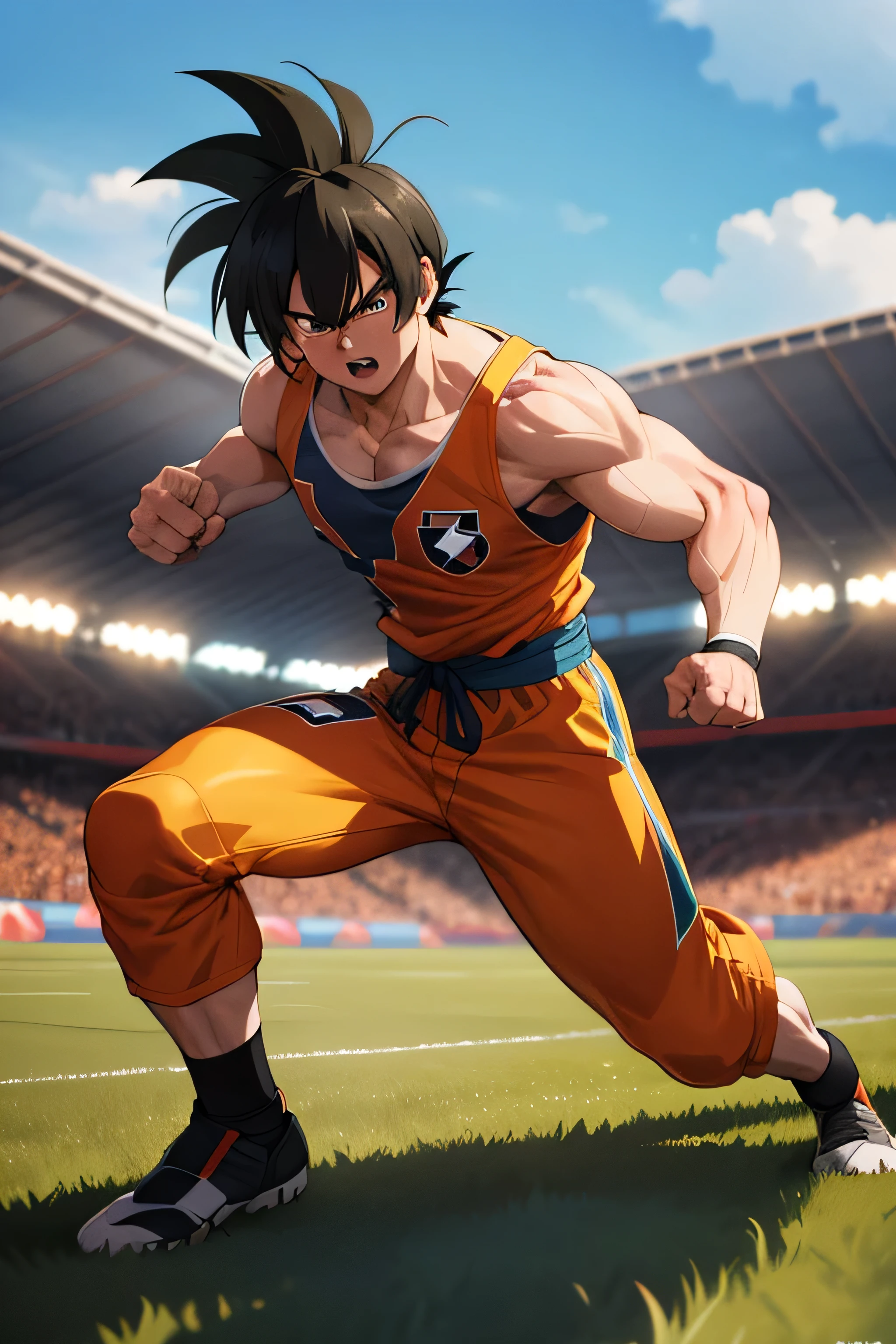 Son Goku lutando, foto realista em um campo de futebol, 4k, action-packed, wearing Botafogo de Futebol clothes on a soccer field, altamente detalhado, musculatura super detalhada.
Uma imagem impressionante de Son Goku envolvido em uma intensa batalha em uma exuberante, Campo de futebol verde. The 4k resolution captures every intricacy of his muscular physique as he fiercely fights against an opponent. His iconic costume in the colors of the Botafogo Football team adds an authentic and exciting touch to the scene. The altamente detalhado photo leaves no doubt about the intensity and skill of Son Goku, making it a true masterpiece for any sports or anime fan.