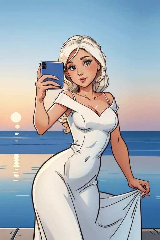(estilo de desenho animado:1.2), Desenhos de (Luna amorosa), Sorriso, olhos perfeitos, rosto detalhado, fundo branco, pose divertida, olhar sedutor,Corpo inteiro , beautiful medium breasts and wonderful body cartoon style digital illustration. mulher jovem adolescente