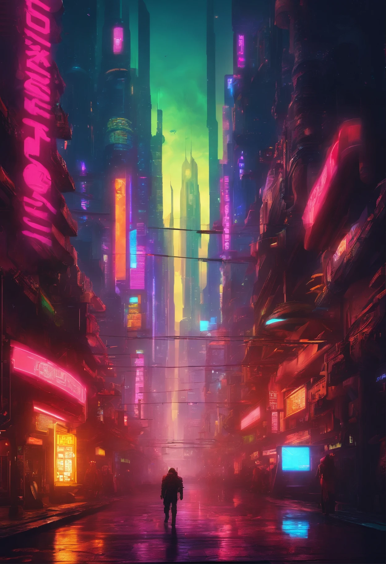 futuristic city, fantasy, 23rd century, England, mountains