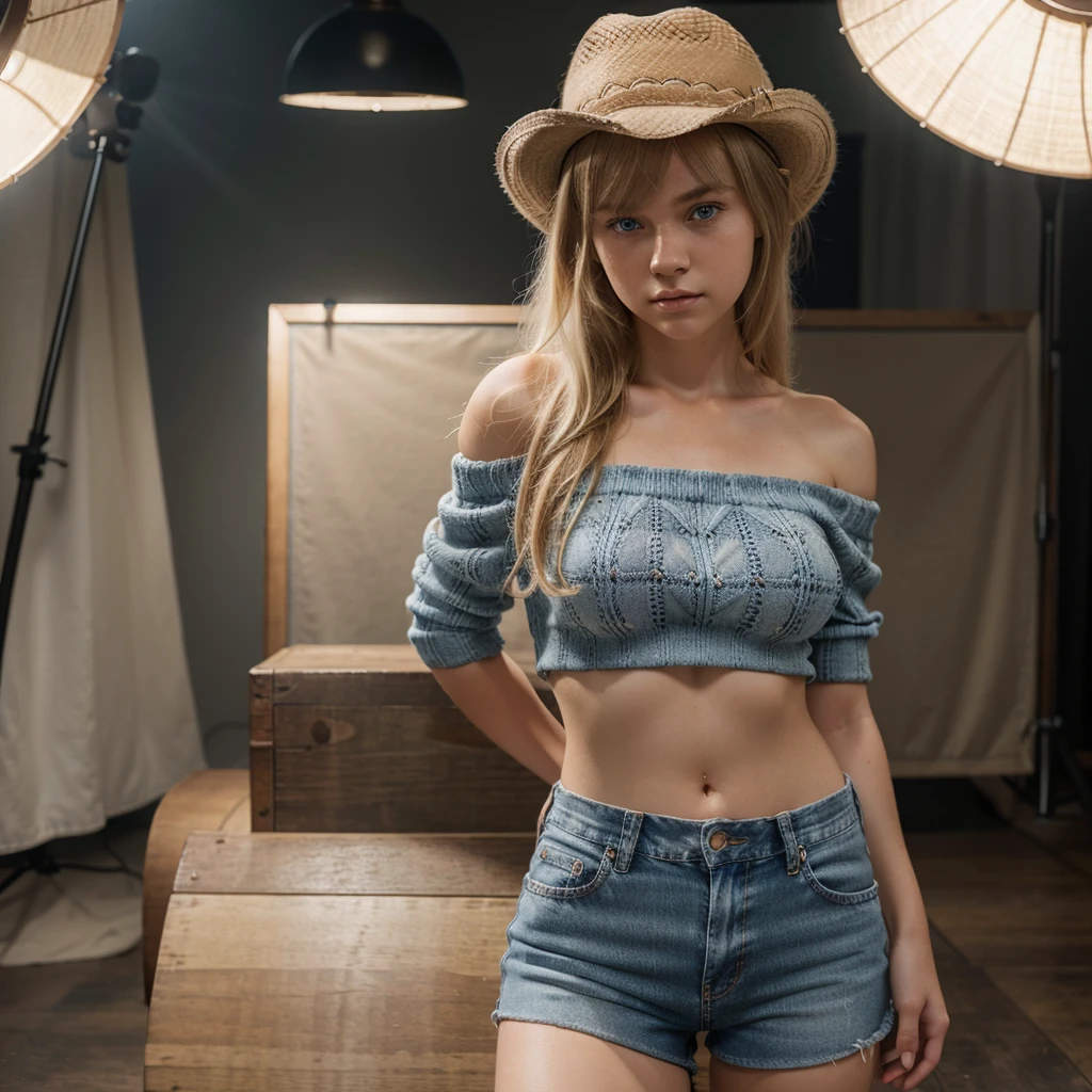 (Photorealistic:1.4), 8k raw photo, high res, best quality, masterpiece, meticulous detail, a hot beautiful woman wearing a colorful short pants, big breast, very long legs, big hips, full body, smiling