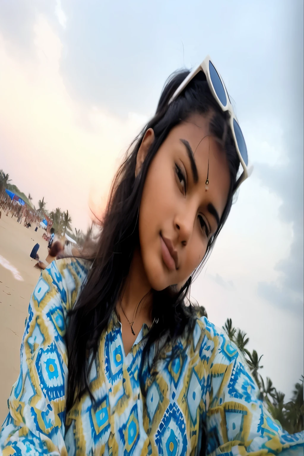 there is a woman that is sitting on a bench at the beach, at a beach, at beach at sunset, indian girl with brown skin, during sunset, by Max Dauthendey, candid picture, with sunset, with accurate face, photo taken in 2 0 2 0, nivanh chanthara, candid photo, in the beach, at the beach,nude ,big boobs