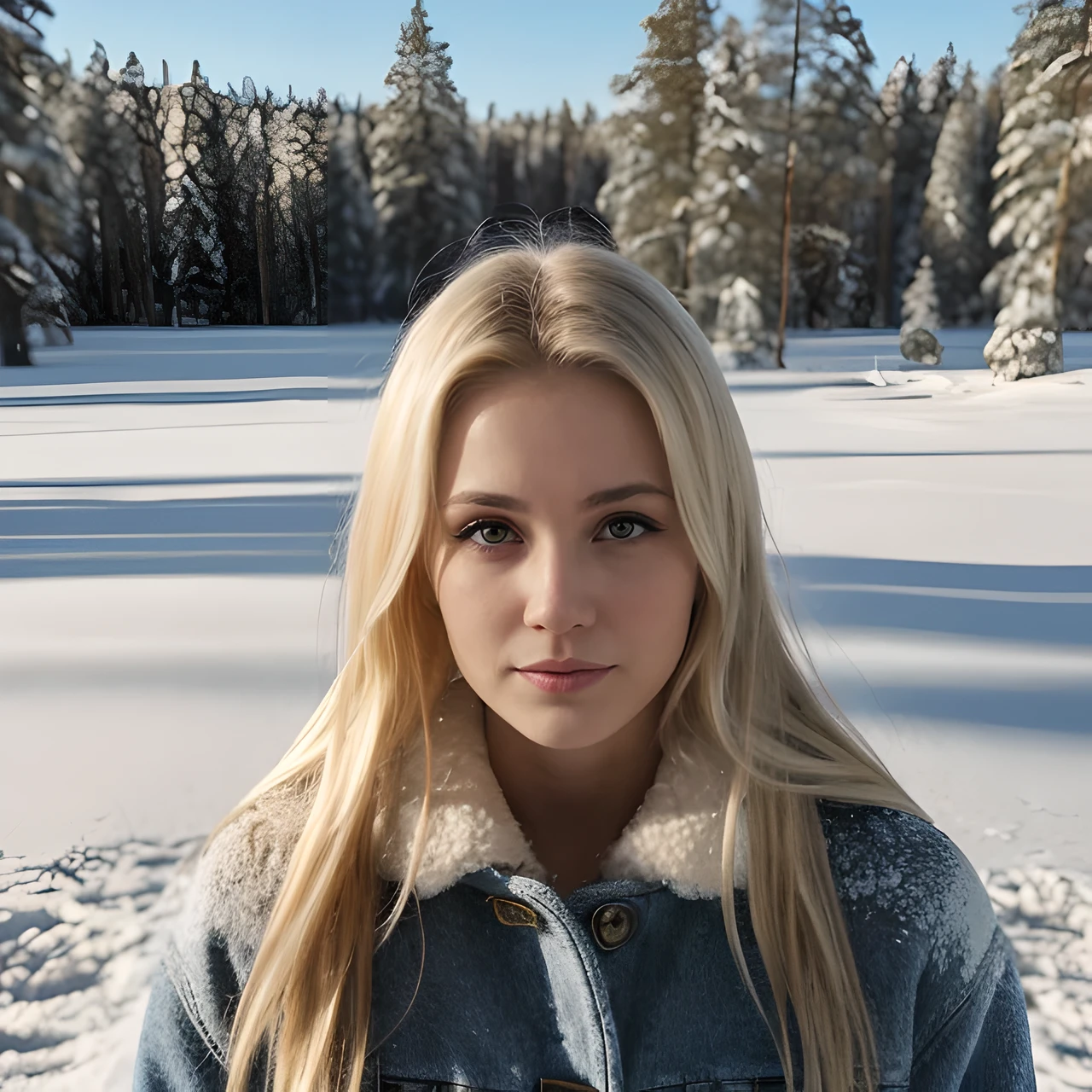 Blonde girl posing in the snow. (((((real life image))))) (((small))) (((slim)))