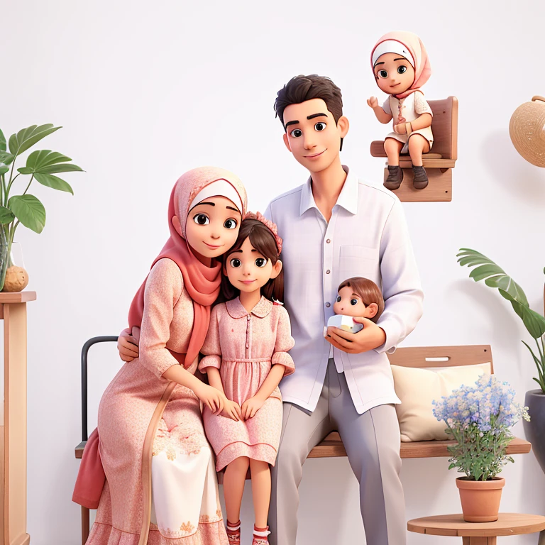 there is a man and woman sitting on a bench with a daugther, family muslim, husband wife and daughter taking a selfie together, happy family, portrait of family of three, home photography portrait, family photography, an indonesian family portrait, full protrait, husband wife and daugther, family portrait, barong family, casual photography, portrait shot 8 k, portrait image, taken with canon eos 5 d mark iv, picture portrait