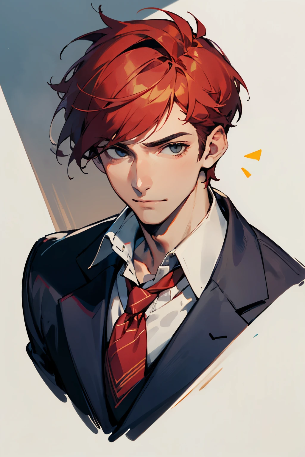 A handsome man with red super short hair and a yuppie face wearing a sweatshirt