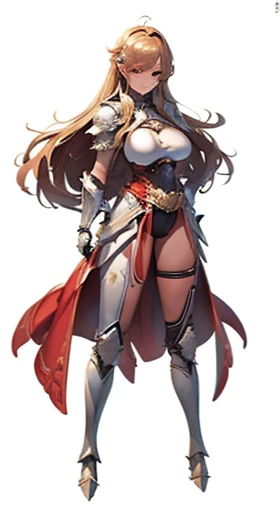 (((Best Quality))) , ((full body)), female, reference sheet, solo, (white background), gloves, leotard, armored dress, waist armor, loincloth, pelvic curtain,