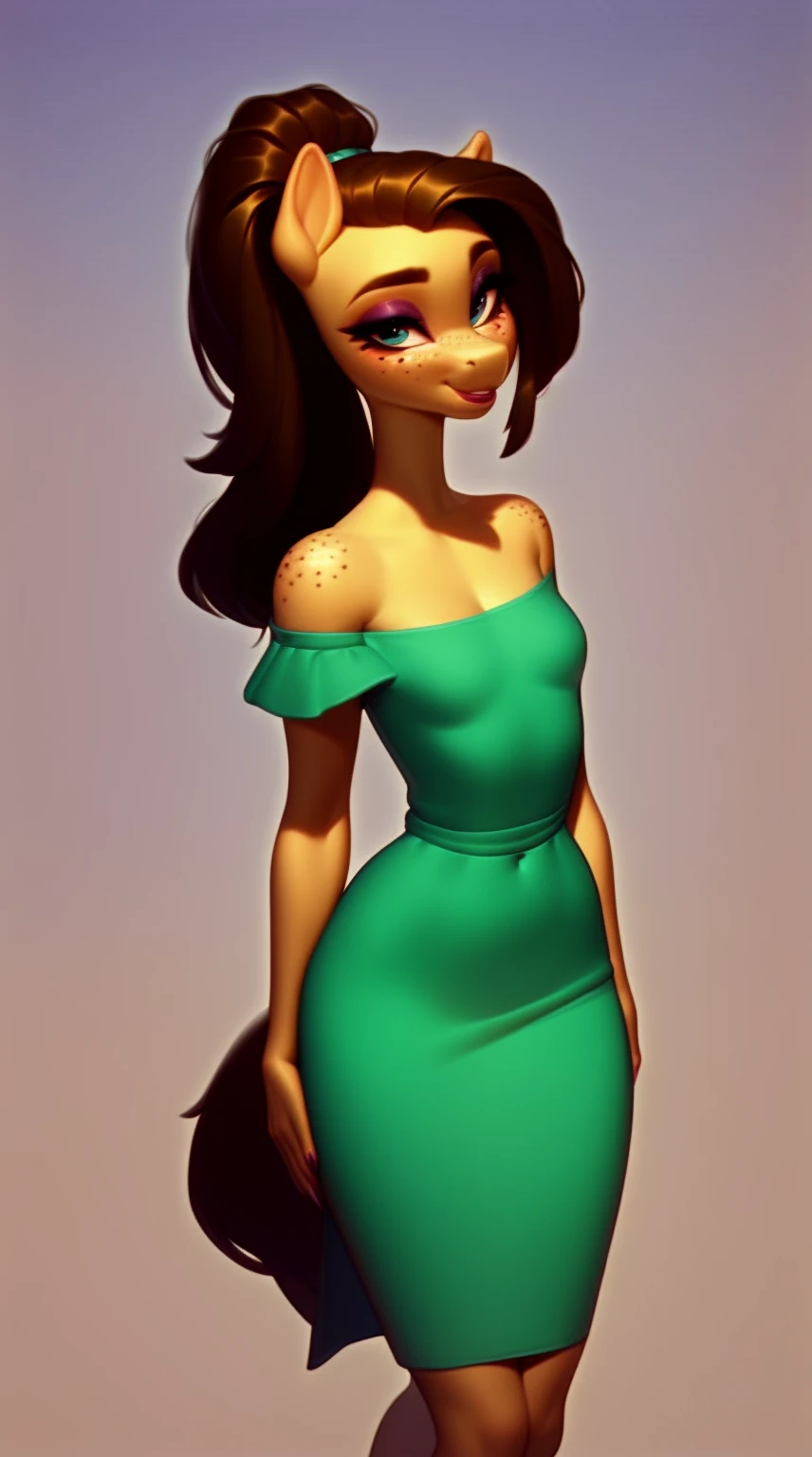 Disney style, curvy blue eyed girl with long wavy black hair and small breasts, loving expression, armpits
