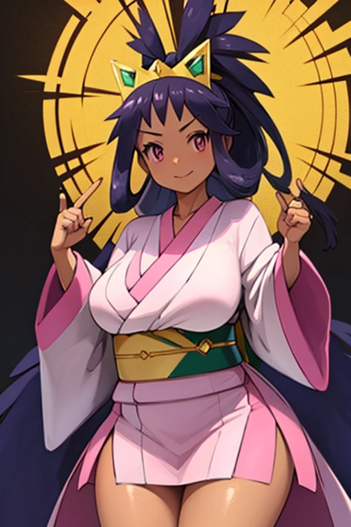 IRISA, gown, DD-cup, big thighs, kimono, tiara, big breast, worried smile, lust