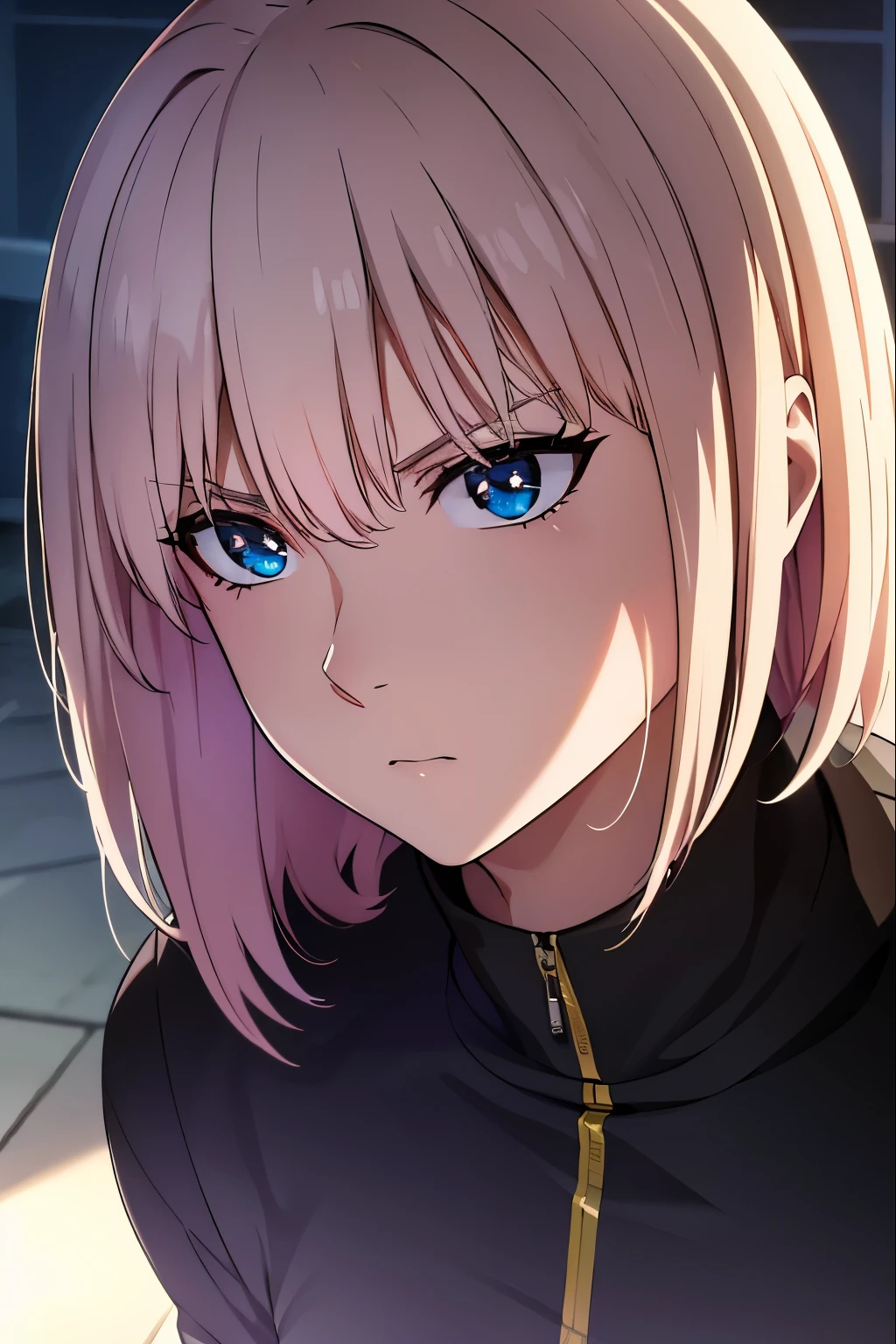 CIDADE, melhor qualidade, high resolution, Rosto extremamente detalhado, perfect lighting, CG extremamente detalhado, Anatomia perfeita, anime, 2d, cabelo preto curto, homem jovem, serious expression, olhos pretos