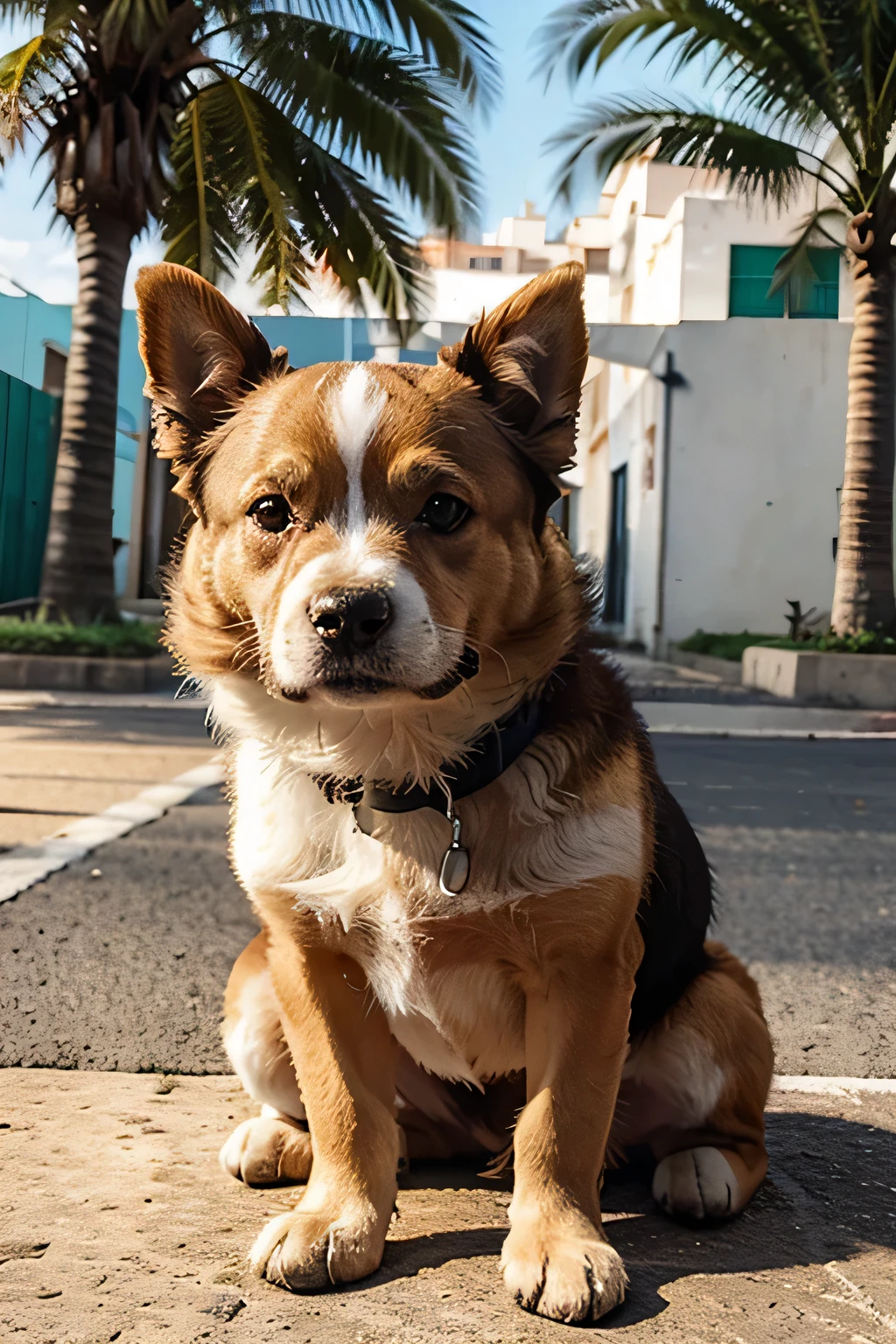 cachorro fofinho, coleira e sol
