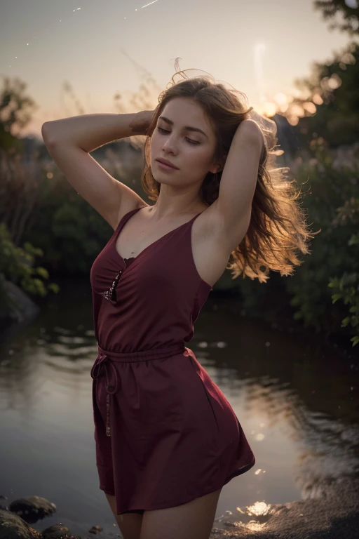 (best quality,4k,8k,highres,masterpiece:1.2),ultra-detailed,(realistic,photorealistic,photo-realistic:1.37),Nordic girl,moonlit street,dancing,twirling,wind blowing hair,serene expression,graceful movements,fleeting shadows,ethereal atmosphere,late night silence,subtle beauty,candid moments,moonlight casting soft glow,subdued color palette,vibrant red dress,gentle breeze,subtle moonlight reflection on skin,natural,organic,unrestrained,exquisite details,sparse surroundings,muted background,subtle storytelling,expressive eyes,sublime fluidity,natural poses,innocent beauty,poetic ambiance,unleashed creativity