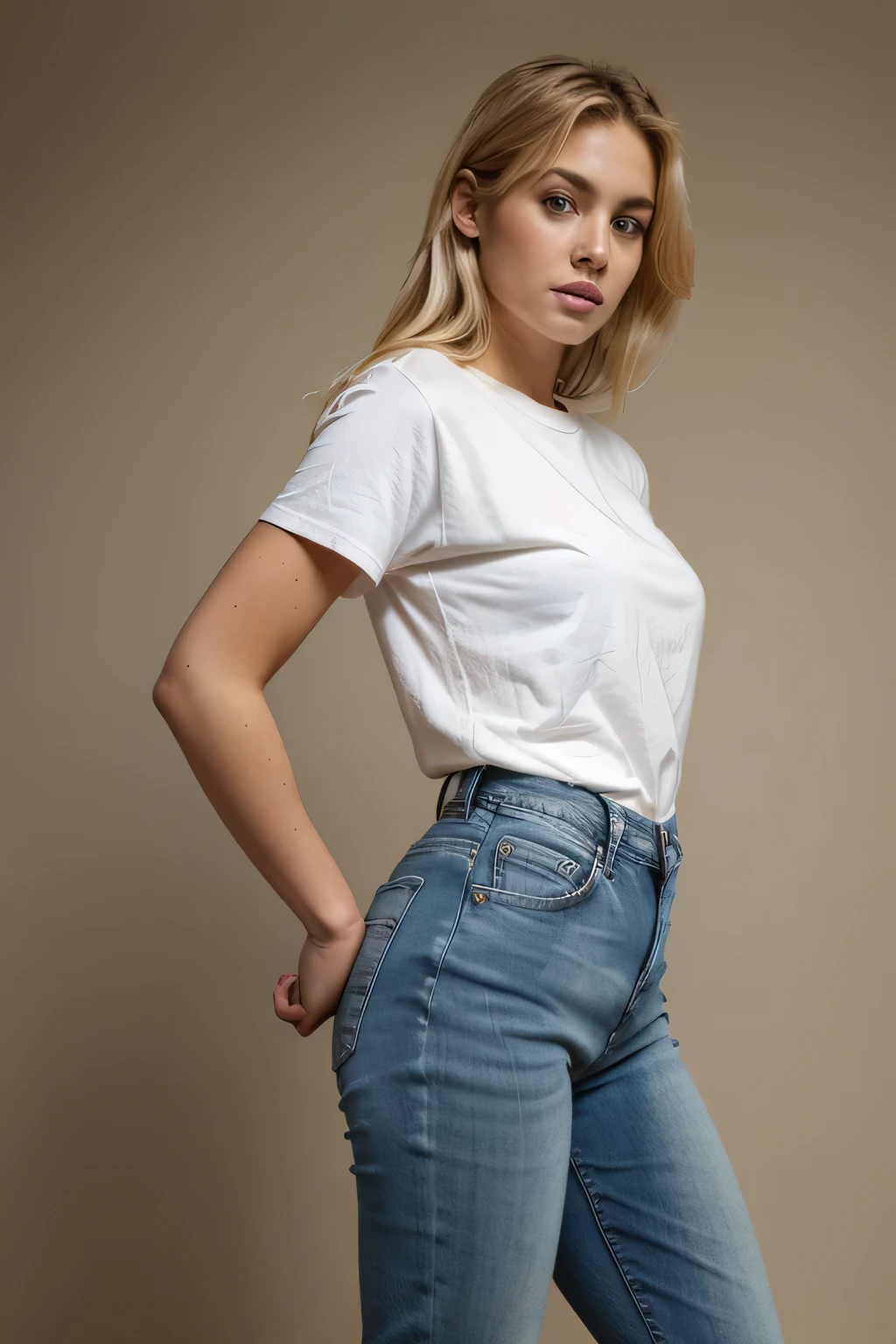 big agg blonde girl in jeans