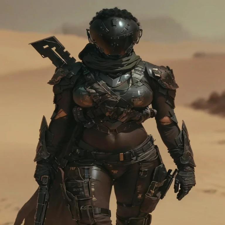 a close up of a person in a black suit holding a weapon, desert breathing armor, wearing techwear and armor, clothed in stealth armor, sci-fi female, wearing futuristic armor, clothed in sci-fi military armor, futuristic armor, futuristic clothing and helmet, sci fi female character, sci-fi armor, sci - fi armor