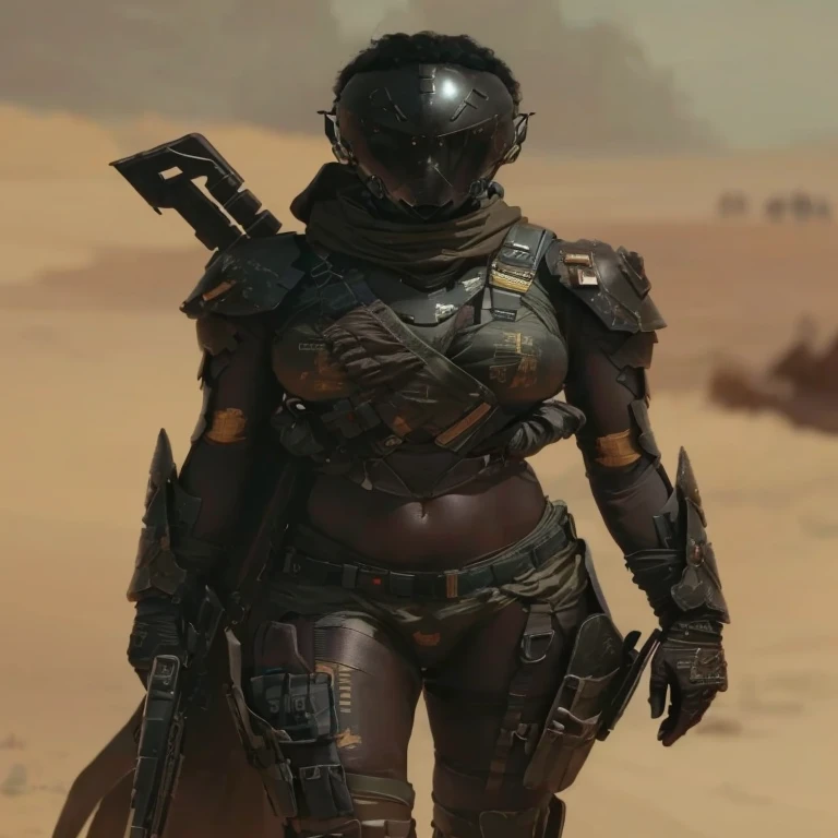 a close up of a person in a black suit holding a weapon, desert breathing armor, wearing techwear and armor, clothed in stealth armor, sci-fi female, wearing futuristic armor, clothed in sci-fi military armor, futuristic armor, futuristic clothing and helmet, sci fi female character, sci-fi armor, sci - fi armor