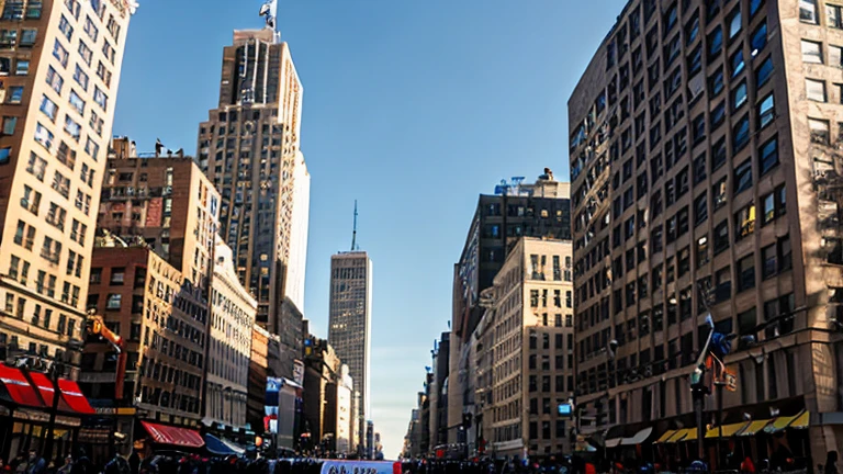 mythical 50 foot tall african giant walking through new york city