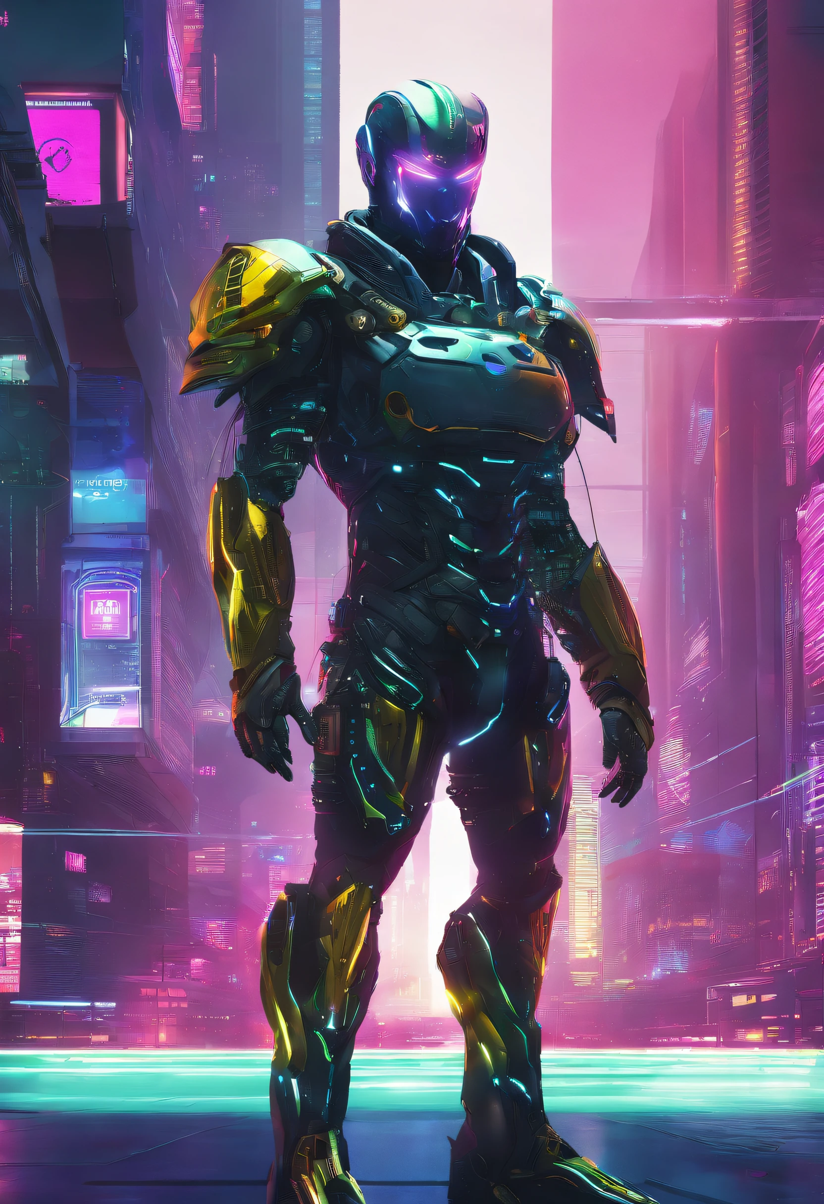 "Generate an image of a solarpunk-inspired eco street guardian knight on a city street. The guardian wears an elegant, armadura leve movida a energia solar com um brilho dourado. His face is uncovered, revealing their determined expression as they walk among the pedestrians. The presence of the guardian is proportional to the human scale, Not towering over the surroundings, And his armor has no plants growing from it. The city around it is lush, Eco-friendly metropolis with advanced solar technology seamlessly integrated into architecture. The guardian embodies the spirit of sustainability and protection in this utopian urban setting."