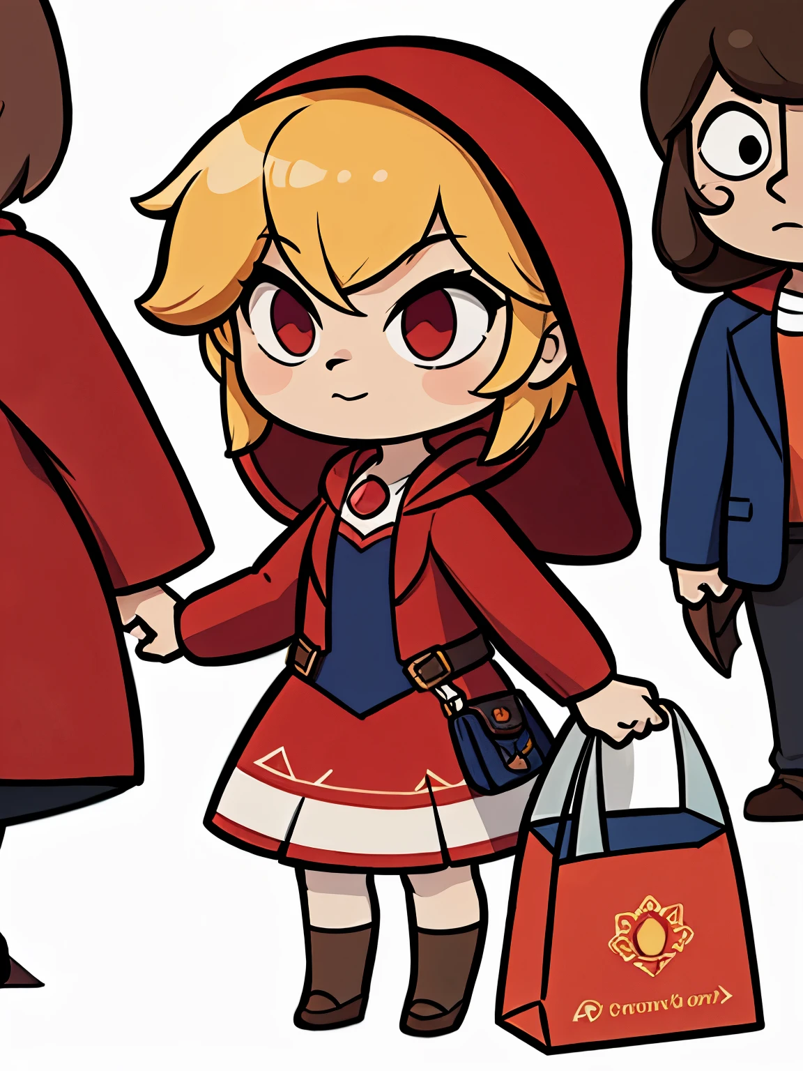 Cute little red riding hood, shopping in The city